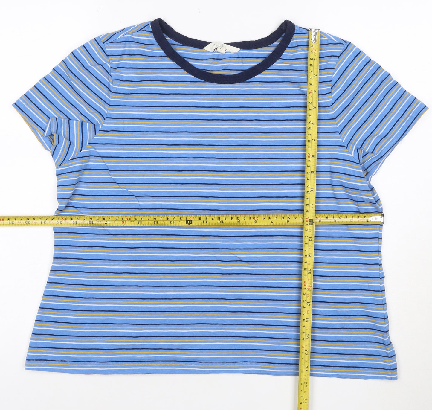 Seasalt Cornwall Womens Blue Striped Organic Cotton T-Shirt UK 16