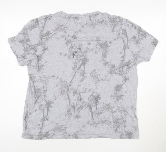 Ted Baker London Men's Grey Bird Print Crew Neck Cotton T-Shirt Size 6 (XXL)