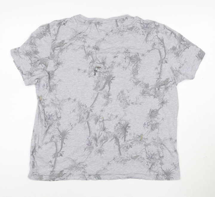 Ted Baker London Men's Grey Bird Print Crew Neck Cotton T-Shirt Size 6 (XXL)