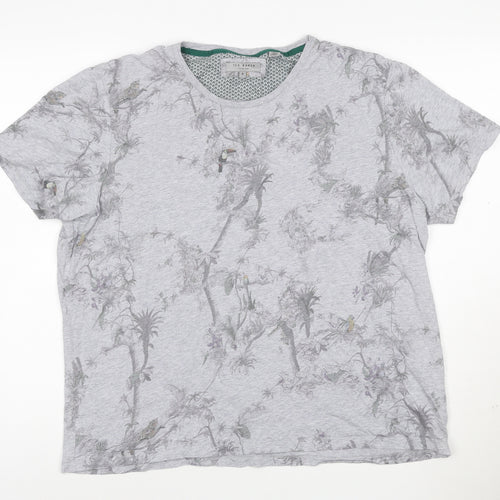 Ted Baker London Men's Grey Bird Print Crew Neck Cotton T-Shirt Size 6 (XXL)