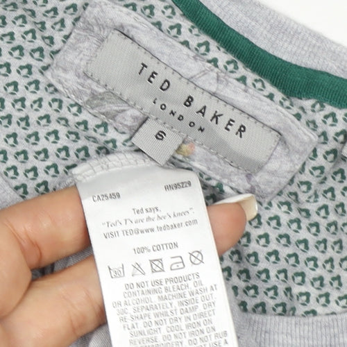 Ted Baker London Men's Grey Bird Print Crew Neck Cotton T-Shirt Size 6 (XXL)