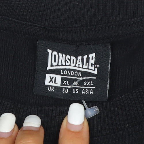 Lonsdale London Men's Black XL Crew Neck Cotton T-Shirt
