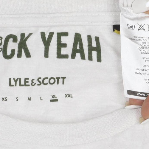 Lyle & Scott Men’s White Green Striped Long Sleeve T-Shirt XL
