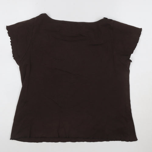 Marks and Spencer Per Una Women's Brown Beaded V-Neck Tunic Blouse Size 18