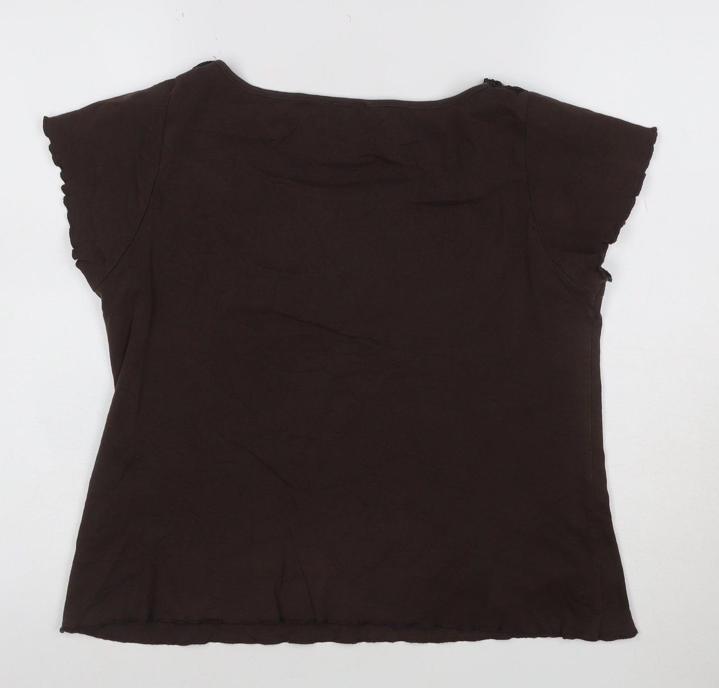 Marks and Spencer Per Una Women's Brown Beaded V-Neck Tunic Blouse Size 18