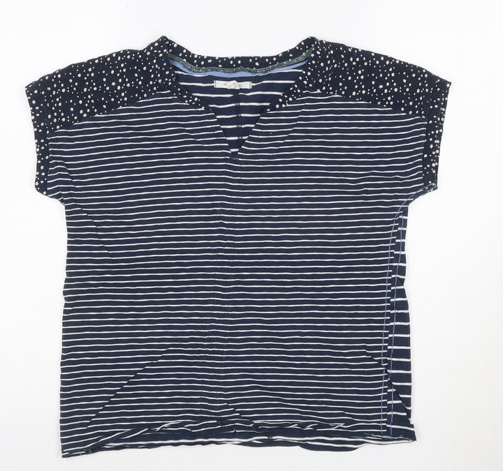 White Stuff Women’s Blue Striped Cotton T-Shirt Size 12