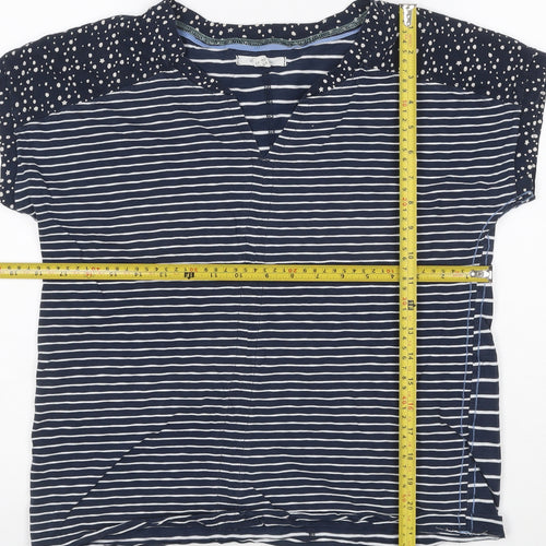 White Stuff Women’s Blue Striped Cotton T-Shirt Size 12