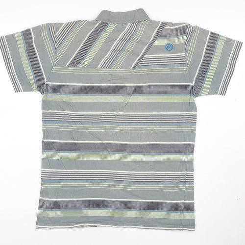 Animal Mens Grey Striped Cotton Polo Shirt Size S Regular Fit