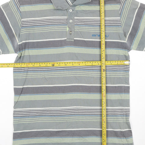 Animal Mens Grey Striped Cotton Polo Shirt Size S Regular Fit