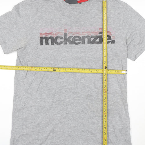 McKenzie Men’s Grey Logo Crew Neck Short Sleeve Cotton T-Shirt M