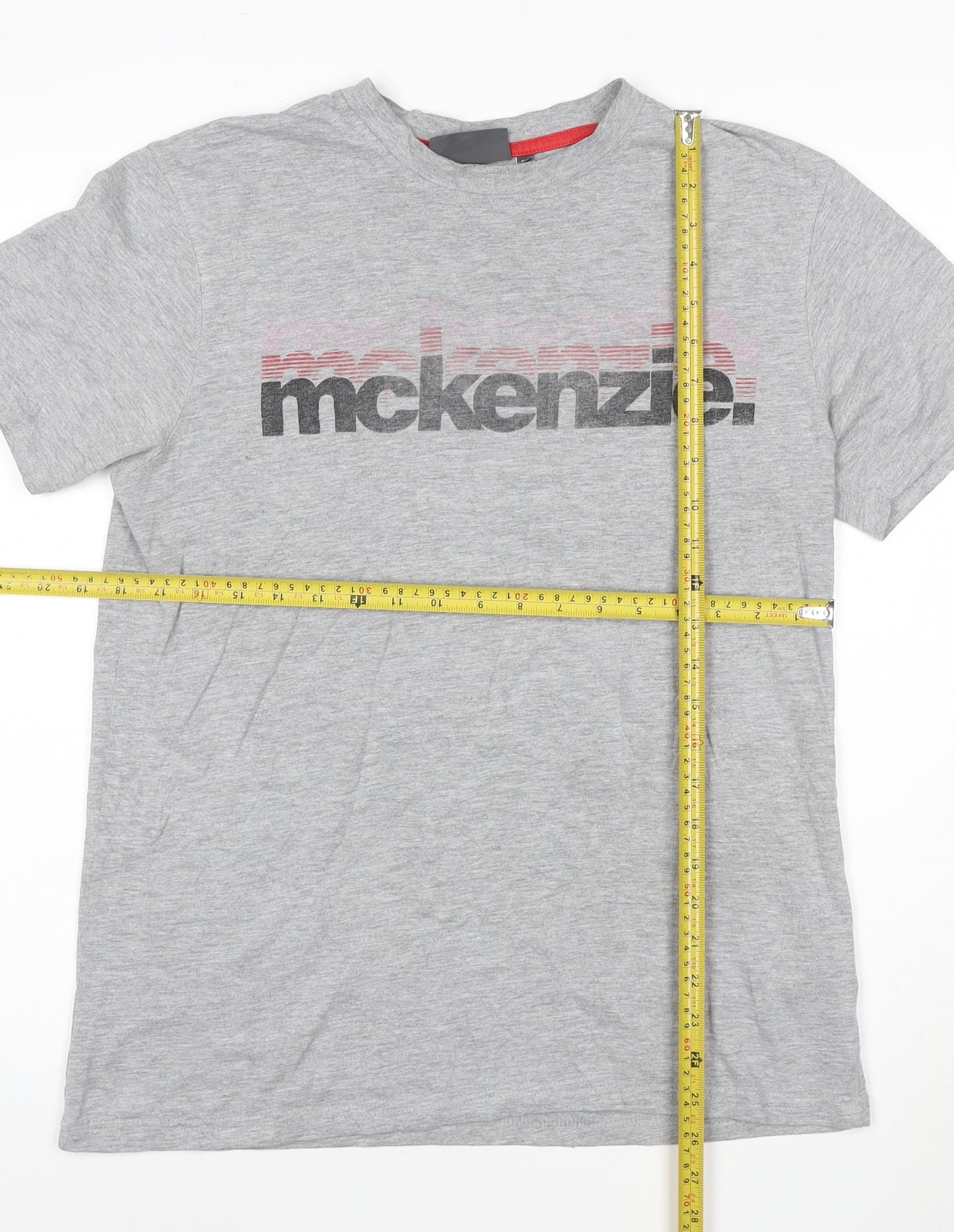 McKenzie Men’s Grey Logo Crew Neck Short Sleeve Cotton T-Shirt M