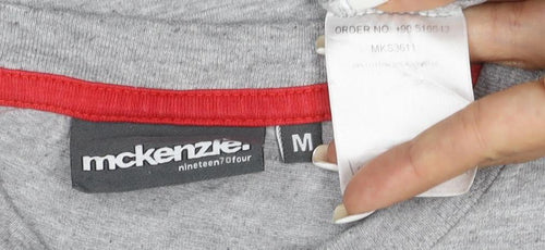McKenzie Men’s Grey Logo Crew Neck Short Sleeve Cotton T-Shirt M