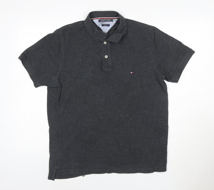 Tommy Hilfiger Men’s Grey Slim Fit Polo Shirt Size L