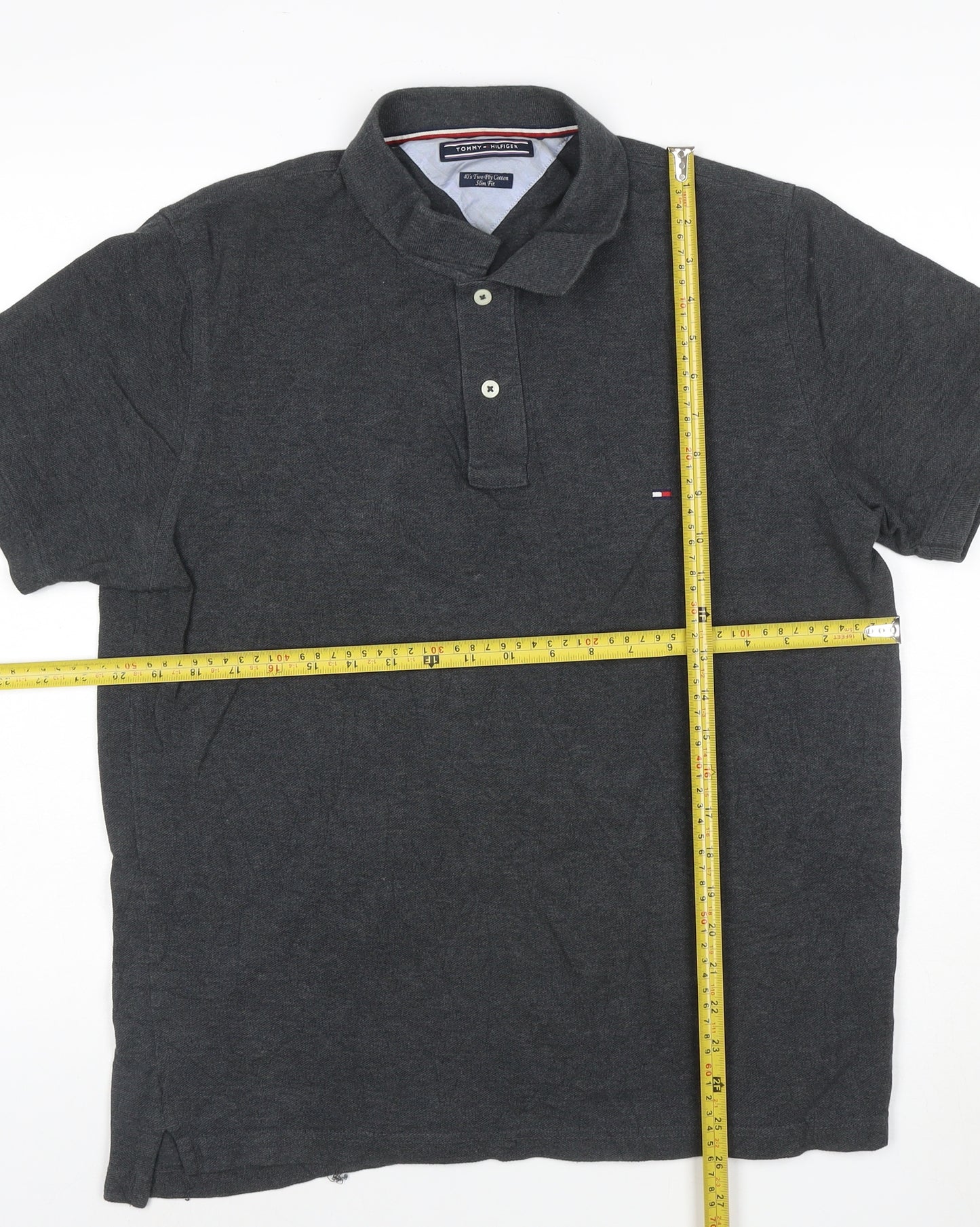 Tommy Hilfiger Men’s Grey Slim Fit Polo Shirt Size L