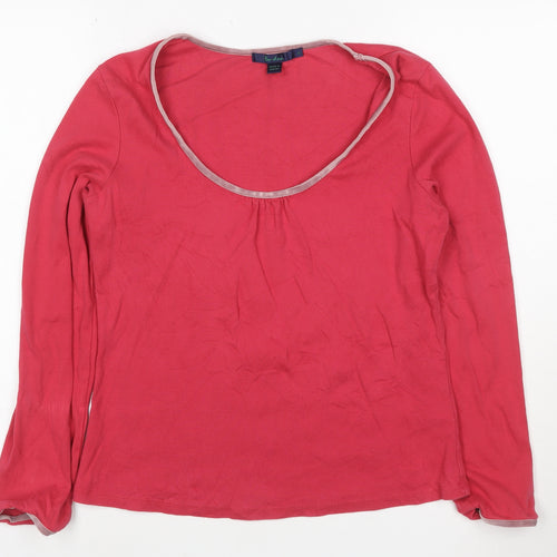 Boden Women's Pink Long Sleeve Scoop Neck Cotton Top Size 10
