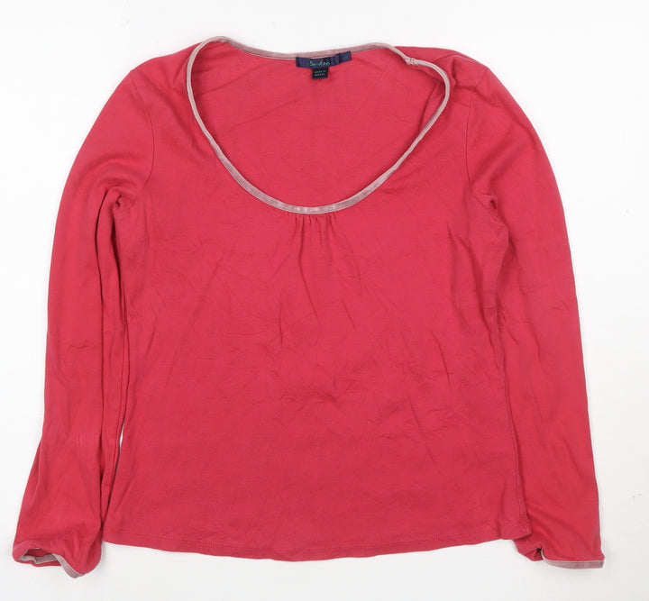 Boden Women's Pink Long Sleeve Scoop Neck Cotton Top Size 10