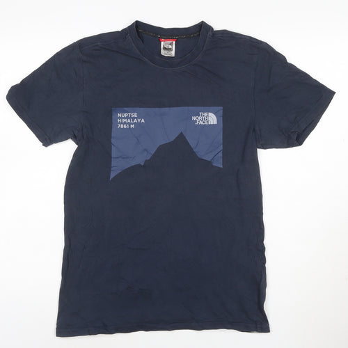 The North Face Men's Blue Cotton Nuptse Himalaya Graphic T-Shirt Size S