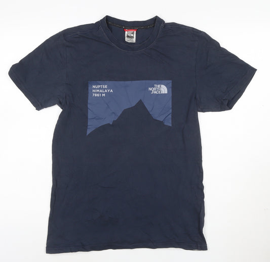 The North Face Men's Blue Cotton Nuptse Himalaya Graphic T-Shirt Size S