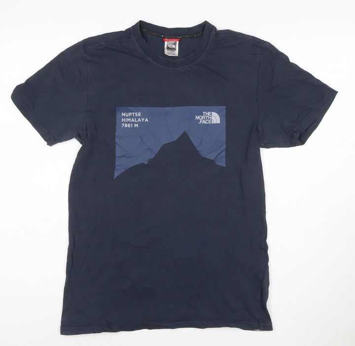 The North Face Men's Blue Cotton Nuptse Himalaya Graphic T-Shirt Size S