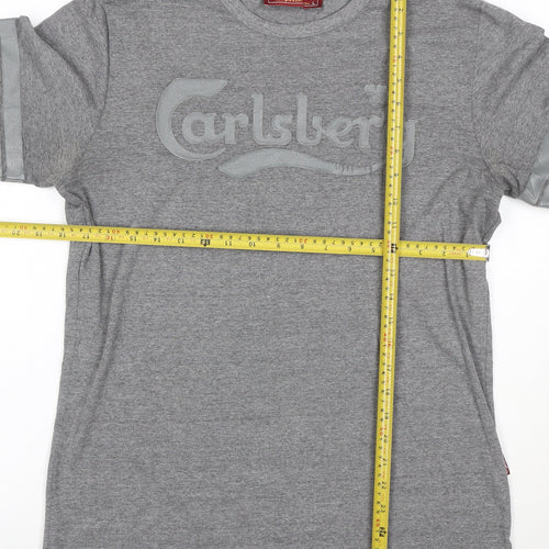 Carlsberg Men's Grey Long Sleeve T-Shirt Size L 100% Cotton Crew Neck