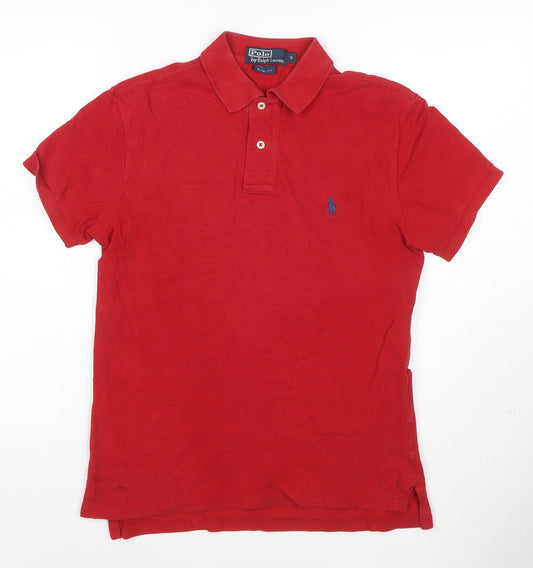 Ralph Lauren Men's Red Slim Fit Cotton Polo Shirt Size S