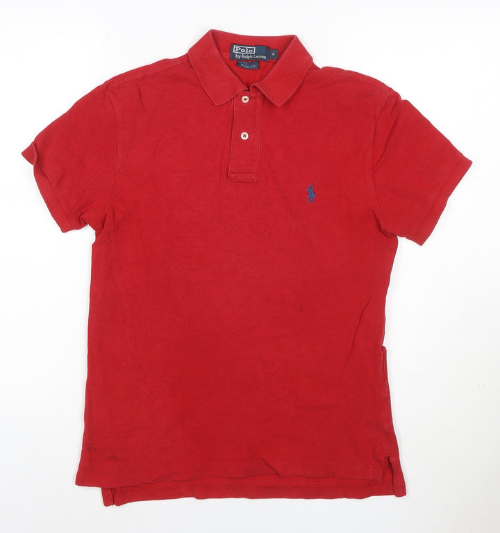 Ralph Lauren Men's Red Slim Fit Cotton Polo Shirt Size S