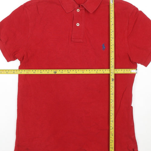 Ralph Lauren Men's Red Slim Fit Cotton Polo Shirt Size S