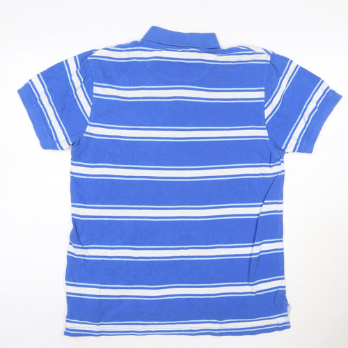 Pierre Cardin Men's Blue Striped Cotton Polo Shirt Size L