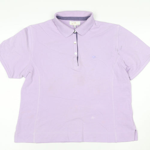 Kyowa Design Women's Purple Collared Short Sleeve Polo L