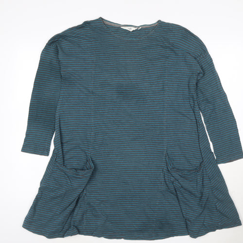Seasalt Womens Blue Striped Cotton Tunic Top S 3/4 Sleeve