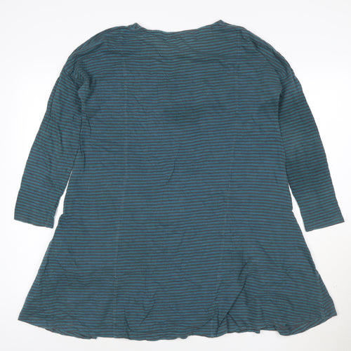 Seasalt Womens Blue Striped Cotton Tunic Top S 3/4 Sleeve