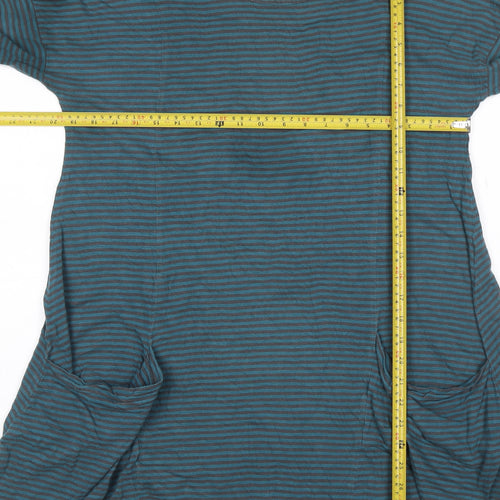 Seasalt Womens Blue Striped Cotton Tunic Top S 3/4 Sleeve
