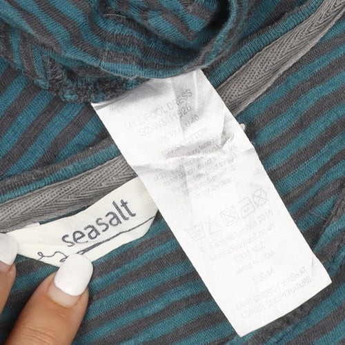 Seasalt Womens Blue Striped Cotton Tunic Top S 3/4 Sleeve
