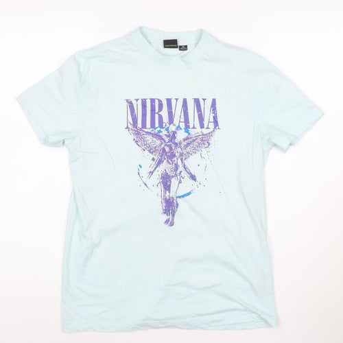 Nirvana Women's Blue XS Crew Neck Short Sleeve Cotton T-Shirt