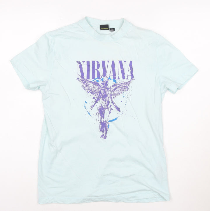 Nirvana Women's Blue XS Crew Neck Short Sleeve Cotton T-Shirt