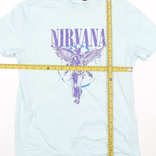 Nirvana Women's Blue XS Crew Neck Short Sleeve Cotton T-Shirt