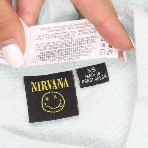 Nirvana Women's Blue XS Crew Neck Short Sleeve Cotton T-Shirt