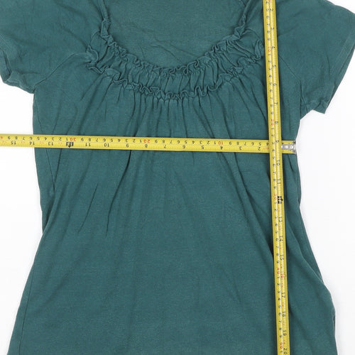 John Rocha Women’s Green Size 14 Ruffle Scoop Neck Tunic T-Shirt