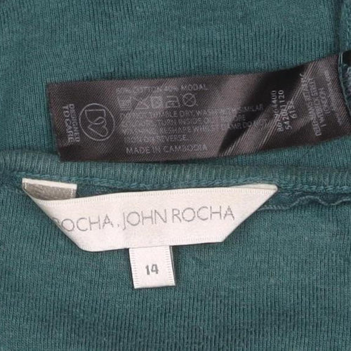 John Rocha Women’s Green Size 14 Ruffle Scoop Neck Tunic T-Shirt