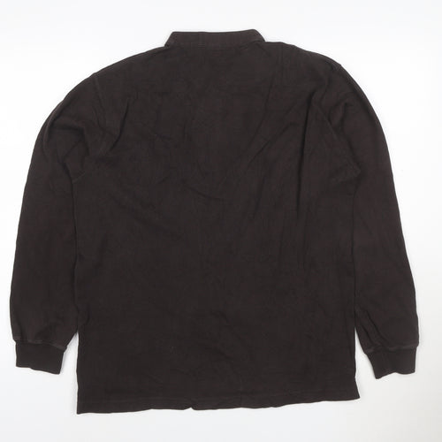 Uniqlo Men Brown Henley Sweatshirt M Long Sleeve Cotton Blend