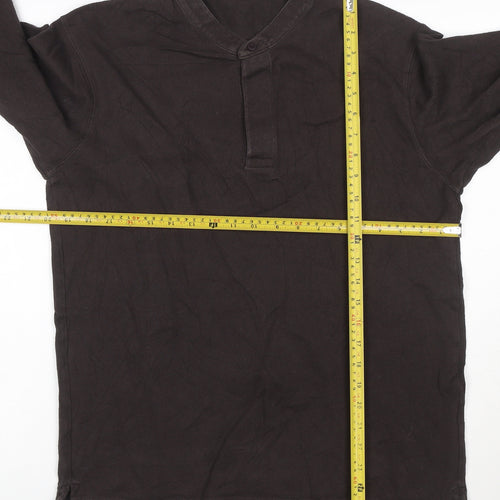 Uniqlo Men Brown Henley Sweatshirt M Long Sleeve Cotton Blend