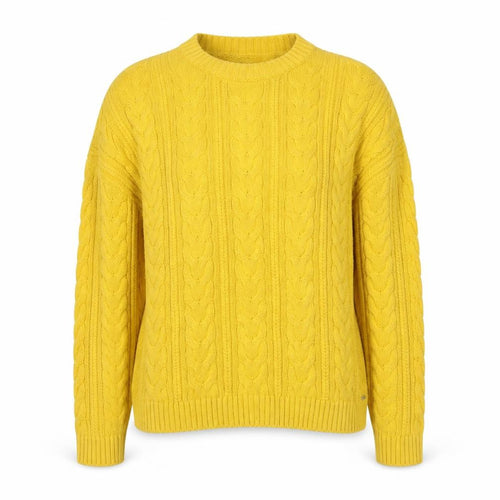 Superdry Women's Yellow Cable-Knit Cotton Pullover Jumper Size 4