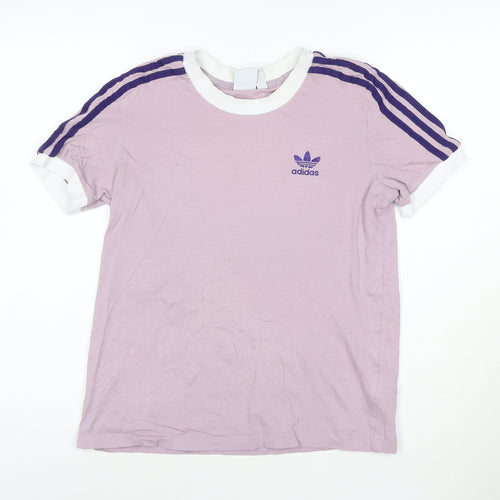 Adidas Womens Pink Ringer T-Shirt Size 10 Short Sleeve Cotton