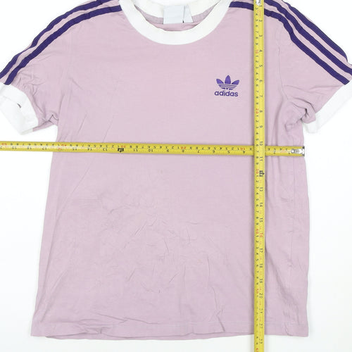 Adidas Womens Pink Ringer T-Shirt Size 10 Short Sleeve Cotton