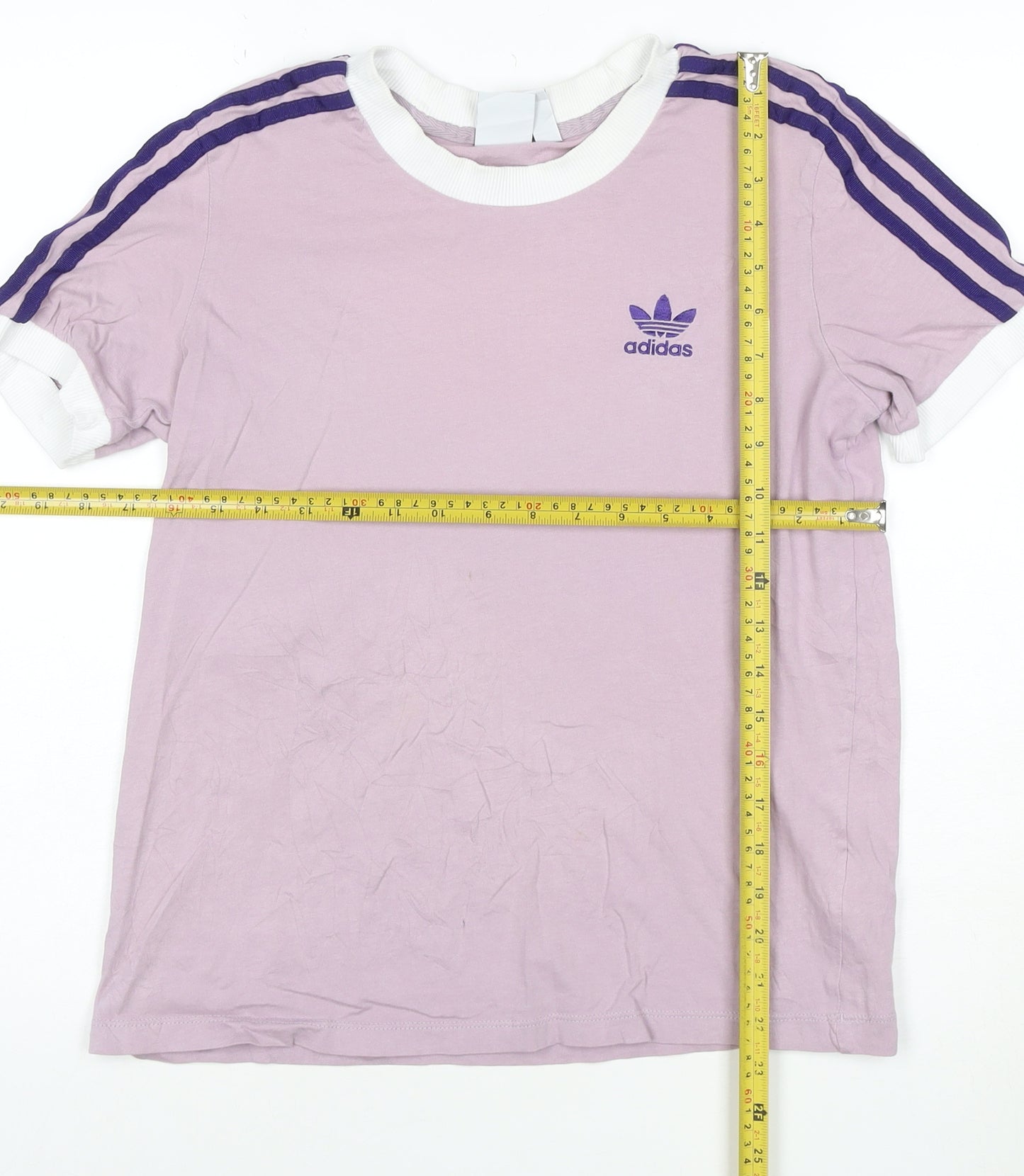 Adidas Womens Pink Ringer T-Shirt Size 10 Short Sleeve Cotton