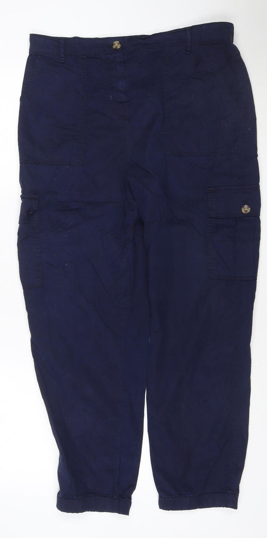 Marks and Spencer Women's Blue Cargo Trousers Size 14