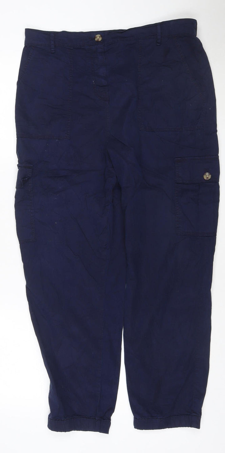 Marks and Spencer Women's Blue Cargo Trousers Size 14