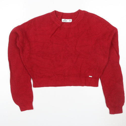 Hollister Womens Red Chunky Knit Crew Neck Pullover Jumper XS