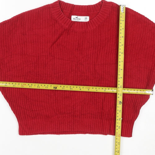 Hollister Womens Red Chunky Knit Crew Neck Pullover Jumper XS
