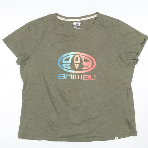 Animal Womens Green Organic Cotton Short Sleeve T-Shirt Size 16